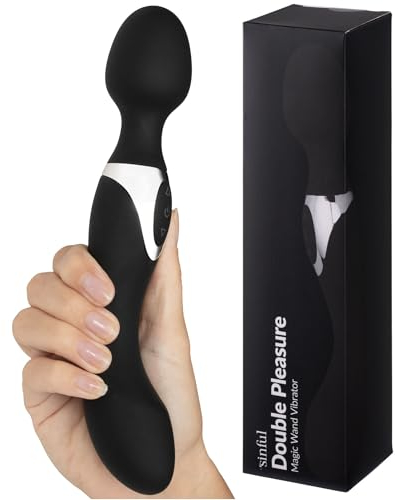Sinful Magic Wand Vibrator - Double Pleasure Wand Adult Toy - Powerful Sex Toy Wand Massager - Rechargeable and Waterproof Couples Sex Toys - G Spot Toy Vibrator Wand with 2 Motors and 10 Modes Each