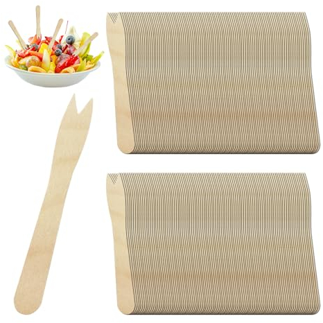 400 forchette in legno, posate in legno, accessori per picnic, stoviglie da campeggio, spiedini da cocktail in legno, perfetti per kebab, patatine fritte (colore originale)