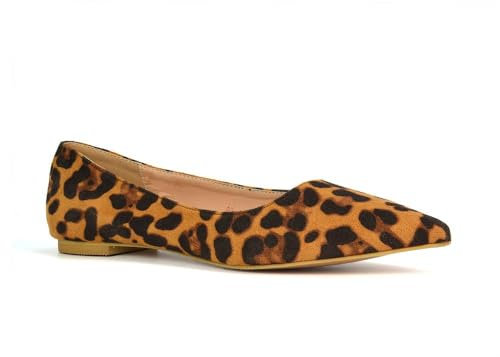 Womens Flat Slip On Casual Pumps Ladies Animal Patter Pointed Toe Ballet Work Shoes Size 5