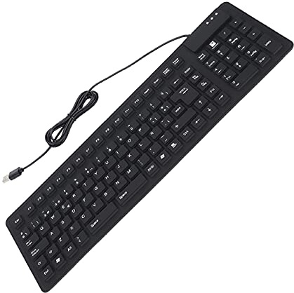 Teclado USB con Cable en Español, Teclado de Silicona Plegable de 105 Teclas, Impermeable, A Prueba de Polvo, Silencioso y Portátil, Ideal para Trabajo y Entretenimiento