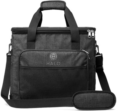 Halo 28L Hybrid Cooler & Warmer Bag | Electric Travel Cooler, Collapsible for Easy Storage, Keep Drinks Cold & Food Warm, Ice Free Cooling, Includes Shoulder Strap, DC Power Cord & AC Adapter — Black