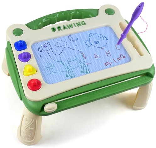 AUTOMP Magnetic Drawing Board for Kids, 4 Colour Doodle Board with 4 Stampers, Erasable & Portable Design, Green Drawing Pad for Children 3+, Educational Toy Gift for Boys & Girls