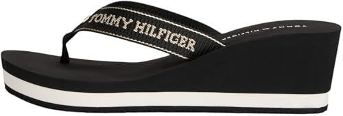 Tommy Hilfiger Chanclas Mujer Summer Sandal con cuña, Negro (Black), 37