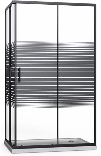 ZIK - Box Doccia 80x120 Angolare 2 Lati Nero (Altezza 190) Cabina Doccia Completa in Vetro Temperato 6mm Reversibile, Box Doccia Completo con Porta Scorrevole, Tutti i Componenti sono Inclusi