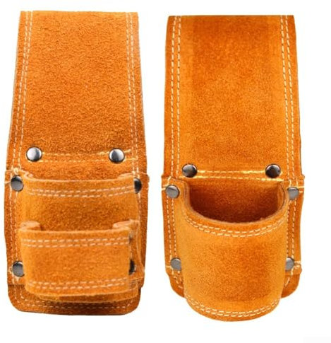 Eawfgtuw Hammerhalter für Werkzeuggürtel, Hammerholster Schlaufenclip, für Maßbandhalter, Leder-Werkzeugholster, Hammerschlaufenband, Stifthalter für Gürtel (Doppelbuchse)