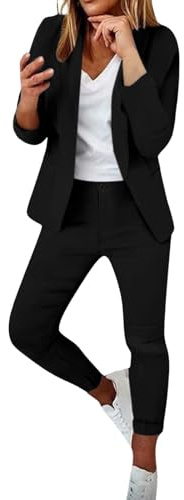 Richymfa Tailleur Donna Due Pezzi Curvy Elegante Tailleur Pantalone da Donna Leggeri e Lavoro Completa con Risvolto Completo di Pantaloni e Blazer Pantaloni e Giacca Autunno Invernale