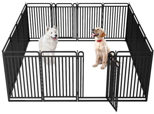 New Thickened Version Dog Playpen, 43 Inch Dog Fences for The Yard, Portable Outdoor Dog Playpen for Large/Medium/Small Dogs, Foldable Metal Dog playpen, with Doors (16 Panels, 43 Inch)
