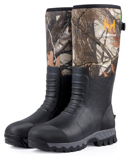 Hunthor Snake Boots for Men Waterproof, 6mm Neoprene Insulated Rubber Hunting Boots for Farm Work, Fishing and Wet Terrain Size 9