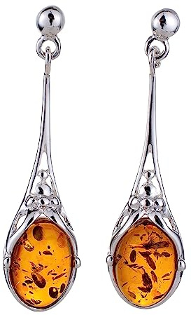 HolidayGiftShops Pendientes de plata esterlina y de ámbar del báltico para mujer Maggie