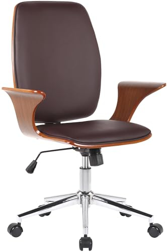 CLP Bürostuhl Burbank I Höhenverstellbarer Drehstuhl, Farbe:walnuss/braun, Material:Kunstleder