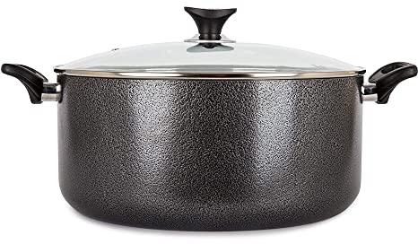 40cm Aluminum Casserole Dish with Tempered Glass Lid - Induction Compatible, Non Stick, Easy Clean, Cooking Pots - Perfect Stock Pot, Dutch Oven, Stew Pot, Oven Dishes and Pasta Pot