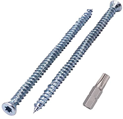 SKIR'CO (30 piezas) Tornillos de hormigón chapados en zinc de 7,5 x 132 mm, cabeza avellanada, tornillos de mampostería