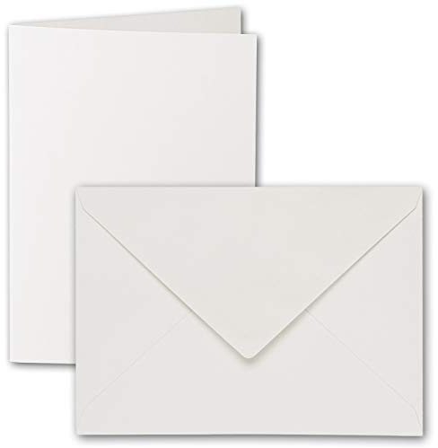 ARTOZ 15x DIN B6 Faltkarten-Set mit Umschlägen - Ivory-Elfenbein (Creme) - 120 x 169 mm - gerippte Bastelkarten blanko mit Brief-Umschlägen - 220 g/m²
