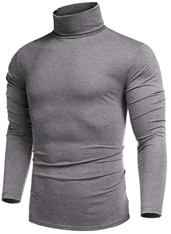 COOFANDY Men's Grey Turtle Neck Turtleneck Sweater Tops Turtleneck Sweatshirt Slim Fit Longsleeve Pullover Roll Neck Jumpers