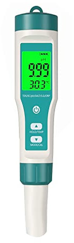 Daroplo PH MèTre, TDS MèTre 8-En-1 Testeur de PH MèTre EC MèTre Testeur de Sel Haute PréCision, pour L'/Piscine (8-En-1 PH MèTre)