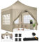 COBIZI Pavillon Faltpavillon 3x3 wasserdicht stabil Winterfest,Outdoor faltbar partyzelt，gartenpavillon mit 4 Seitenteilen und 4 Sandsack und Laufradtasche, Khaki