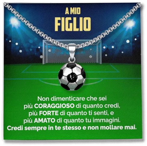 SOFIA FERRER Regalo Bambino 7, 8, 9, 10, 11 Anni Maschio, Collana Ragazzo Acciaio, Regali Ragazzo 12 Anni, Ciondolo Calcio Bambino, Regalo Bimbo Maschio, Natale, Figlio, Nipote (FIGLIO)
