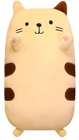 ADEPTNA Plush Cat Pillow Soft Huggable 40cm Stuffed Animal Kitten Body Pillow Adorable Cat Plush Cushion for Kids Adults Cozy Snuggle Companion Decorative Home (ORANGE)