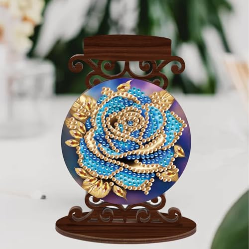 DCIDBEI Broderie Diamant Chandelier Bougeoir Diamètre 5cm Peinture Diamant Bougie Chandelier Diamond Painting Candle Holder pour Décoration de Table Fête de Famille et Décoration Fleurs Roses