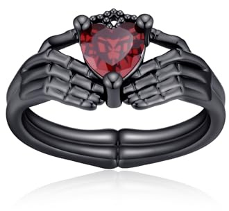 TALYKONG Claddagh Rings for Women Skull Goth Ring Halloween Gothic Irish Jewelry Gifts for Women