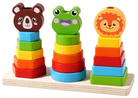 TAIZhiChen Jeu d'empilage en Bois pour toutpetits, Stimulant l'imagination et Le tri des pièces pour Les Enfants de 1 à 3 Ans.