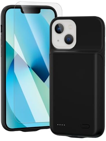 Giabuao Custodia con batteria per iPhone 13 (6,1 pollici), 8500 mAh, caricabatterie portatile ultrasottile per iPhone, batteria estesa, caricatore per telefono e custodia protettiva con funzione di