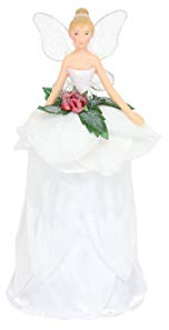 Gisela Graham Resin and Fabric Tree Top Fairy in and Sizes (Frosted White Rose, 18 Centimeter)