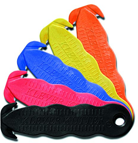 Klever Kutter Klever Innovations Cutter Stainless Steel Package Opener, Safety Utility Cutter Assorted Colors 5 pcs, KLEVER - 5/PACK MIX