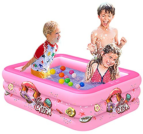 TONGQU Inflatable Paddling Pool, Paddling Pools for Kids, 3 Layers Rectangular Large Family Swimming Pool for Outdoor Garden Backyard,1.8m