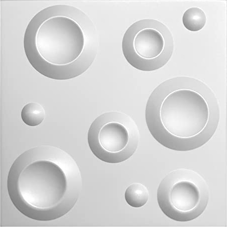 3D Wandpaneele Dekoren Wandverkleidung Deckenpaneele Platten Paneele Wanddeko Wandtattoos POLYSTYROL MATERIAL STYROPOR ARTIG 3D 6m²-24PCS Krater White 3mm Stärke