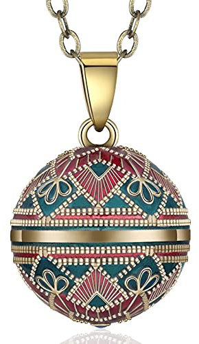 EUDORA Harmony Ball Collier Bola de Grossesse pour Femmes Enceinte, Bronze Ange Appelant Pendentif Colliers avec Musique Carillon pour Future maman Filles Cadeau, 76cm + 114cm Chaîne