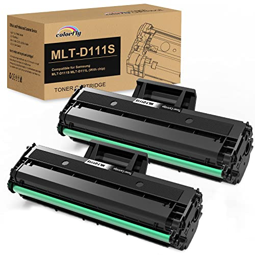 colorfly D111S Toner Sostituzione per Samsung MLT-D111S MLT-D111L, per Xpress SL M2026W M2070W M2020W M2020 M2022 M2022W M2026 M2070 M2070F M2070FW (Nero, 2-Pack)