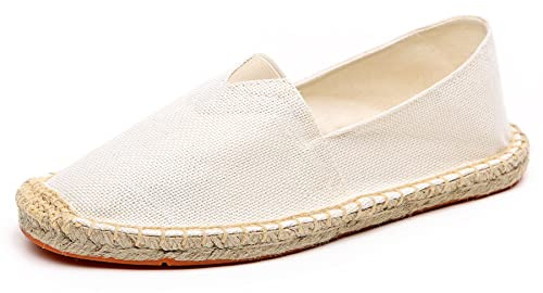 Altxic Espadrillas Piatte da Uomo Tela con Punta Chiusa e Slip on Treccia Beige 45 EU