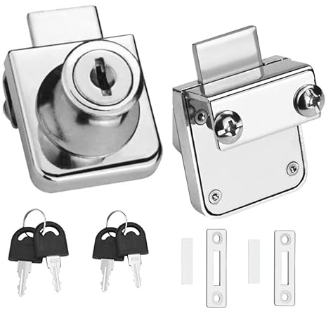 CHAOYUELYF 2 Sets Glass Cupboard Locks Security Cabinet Lock Cam Drawer Locks Single Glass Door Locks with Keys for Door, Drawer, Cupboard, Display Cabinet