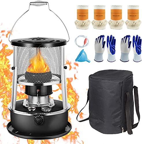 fikujap Tragbarer Petroleumofen für Innenräume Petroleumheizer, Mobile Petroleumheizung, Petroleum Heizung Heizer, Camping Heizofen und Kochen,Schwarz