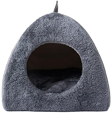 Amesor Niche pour Chat Interieur - Niche Cabane pour Chien - Hiver Chat Cabane Niche - Abri Extérieur pour Compagnie - Semi Fermé Pliable Nid d'animal Chaud Chat Maison avec Coussin Amovible