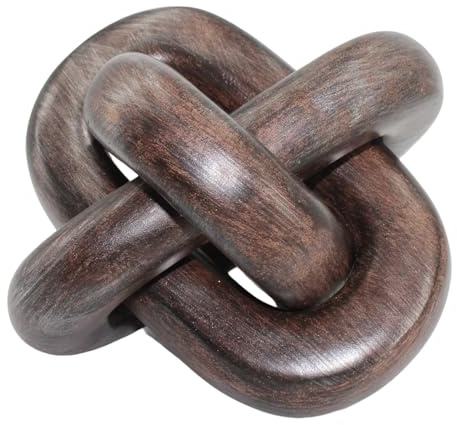 ALIWINER Decorative Knots Chain Home Decor, Hand Craft Resin 3 Link Knot in Iron Rust Color for Modern Home Table Top Decor, Coffee Table Decor, Shelf Decor, Farmhouse Boho Knot Decorative Chain