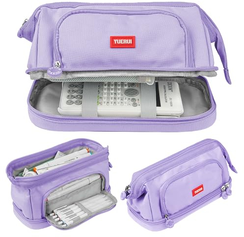 Kimsky Federmäppchen Groß mit 3 Fächern und Reißverschluss, Federtasche Teenager, Federmäppchen Jungen und Mädchen, Mäppchen Aesthetic, für Middle School College Office Geschenk – Lila