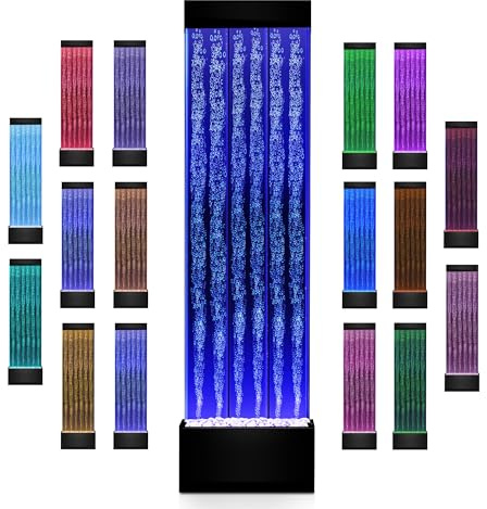 Bubble Wall Waterfall Fountain Indoor Water Wall LED Lamp with Acrylic Display for Sensory Room with 16 Colors 4 Light Effects 65 x 16 Inch