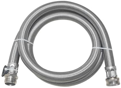 XUESNOF Short Kink-Free Garden Hose Extender (Braided Stainless Steel - ID 0.62, OD 0.87)
