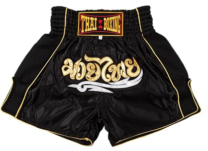 MUAY NATION Muay Thai Shorts for Men Women Slim Cut MMA Boxing Shorts Training Kickboxing Clothing Martial Arts Trunks (XXL, Classic Black)