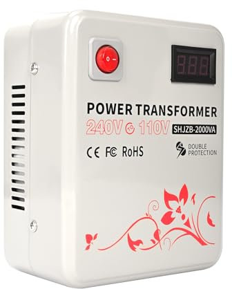 uyoyous 2000W Step Down Voltage Transformer 220V~240V to 100V~120V US to UK Voltage Converter with Temperature Control Circuit Breaker Protection with Voltage Display Screen