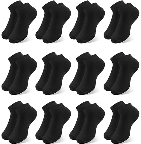 Desanlapi sneakers strumpor barn bomull 12 par sportstrumpor pojkar barnstrumpor småbarn strumpor skolbarn enkla färger unisex strumpor för vardag och sport, Svart x 12, 23-26