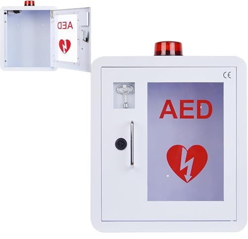 LHQYA Armoire De Rangement Defibrillateur AED, Armoire De Premiers Soins Médicaux avec Verrouillage De Clé, Volume De Haut-Parleur: 85-120 DB, s'adapte À La Plupart des Modèles AED
