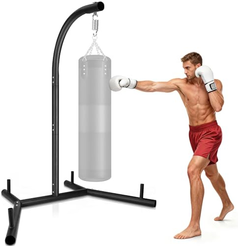 NZQXJXZ Support de Sac de Frappe, Support de Boxe Robuste, Support Métallique pour Sac de Sable, Équipement d’Entraînement Autoportant Durable jusqu’à 180lbs pour Maison & Salle de Sport, Support Seul