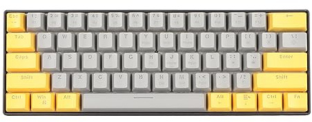 Asixxsix 60% SPELTANGENTBORD, Ergonomiskt 61 Tangenter Mekaniskt TangentBord LöStagbar Typ Bärbar Kompakt Mini-TRÅDTABLERAT Office-tangentBord Med LED-BAKGRURDSBELYST Förr (Gul grå ytröd switch)
