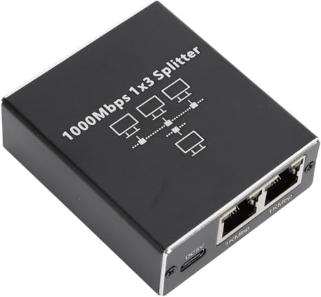 Aumotop Ethernet Splitter High Speed Gigabit LAN Network Switch for Cat 6 7 8 Cable, USB Powered, Plug and Play for Home Office Industrial