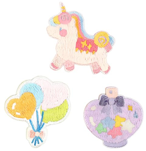 Set di Toppe Unicorno (3 Pezzi) - Toppe Pantaloni Bambino a Forma di Unicorno da Stirare per Bambine, Toppe fai da te, Toppe di Riparazione, Graziose Toppe per Zaini e Pantaloni