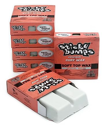 Sticky Bumps Softboard Warm/Tropical Surf Wax - 6 Pack | Long-Lasting Surfboard Wax | Great Bump Building for Surfing | Non-Toxic, Nature-Safe | Warm Water Surf Wax for Temps 69°F / 20°C Above.