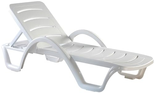 CLP 4er Set Sonnenliege Havana I Stapelbare Gartenliege aus wetterfestem Kunststoff I Rückenlehne 5-Fach verstellbar I mit Rollen, Farbe:weiß